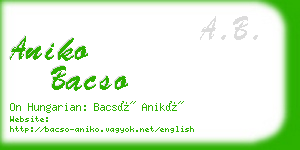 aniko bacso business card